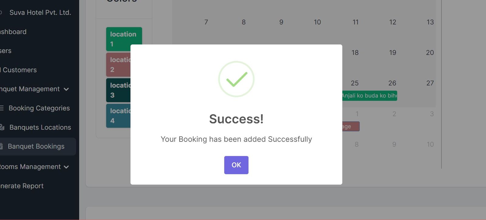 Room and Banquet Booking system